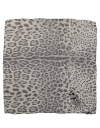 Dolce & Gabbana Dolce & Gabbana Gray Leopard Print Silk Square Foulard Women's Scarf