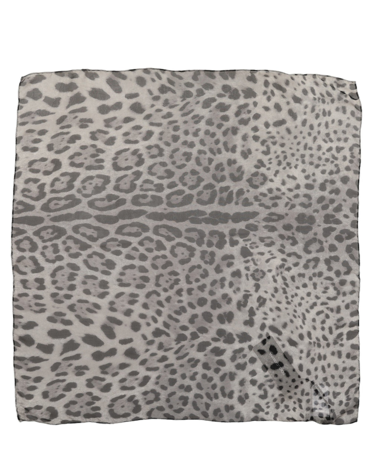 Dolce & Gabbana Dolce & Gabbana Gray Leopard Print Silk Square Foulard Women's Scarf