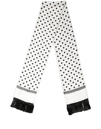 Dolce & Gabbana Dolce & Gabbana White Black Polka Dot Fringed Shawl Women's Scarf