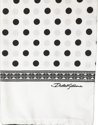 Dolce & Gabbana Dolce & Gabbana White Black Polka Dot Fringed Shawl Women's Scarf