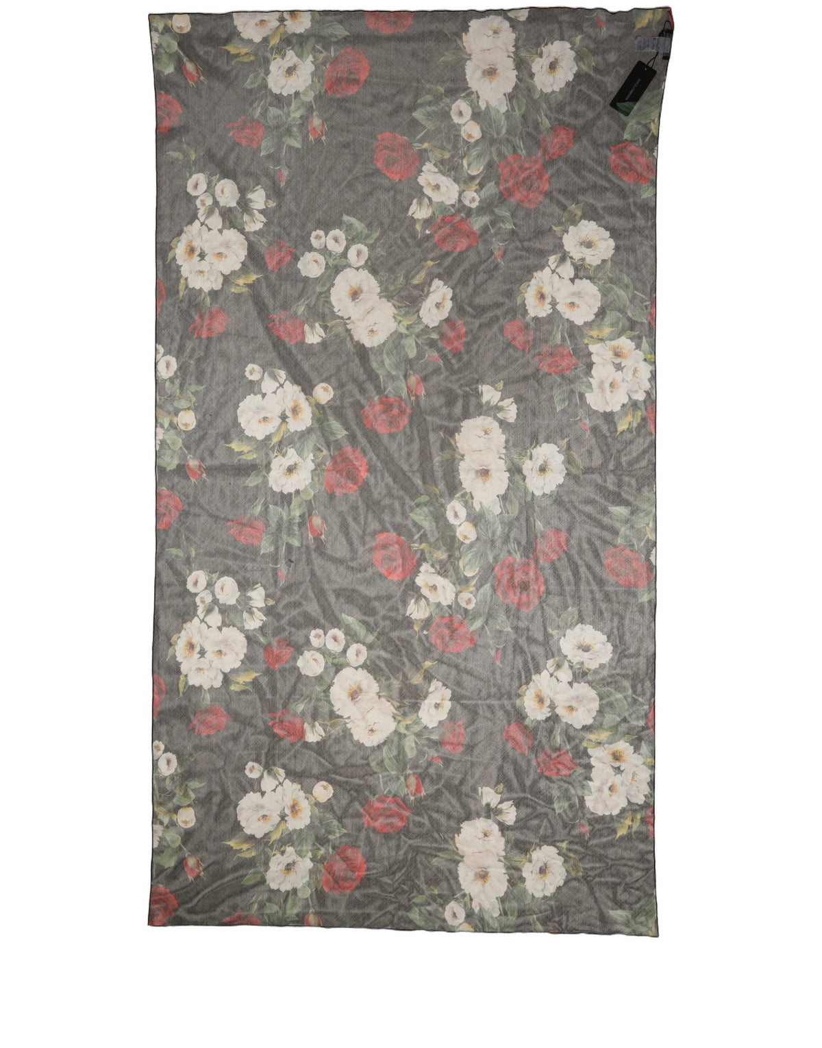 Dolce & Gabbana Dolce & Gabbana Black Floral Print Cotton Shawl Stole Women's Scarf