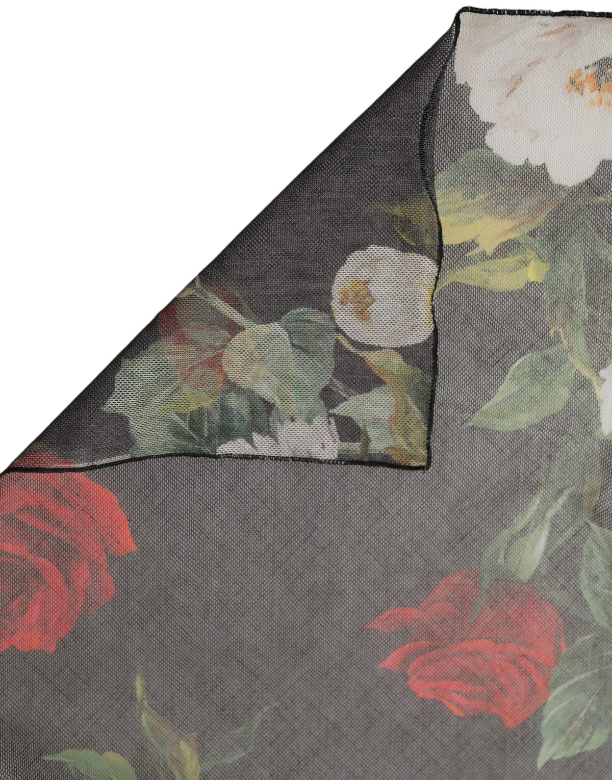 Dolce & Gabbana Dolce & Gabbana Black Floral Print Cotton Shawl Stole Women's Scarf