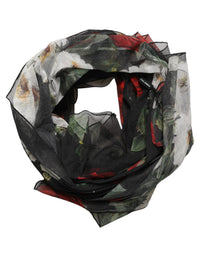 Dolce & Gabbana Dolce & Gabbana Black Floral Print Cotton Shawl Stole Women's Scarf
