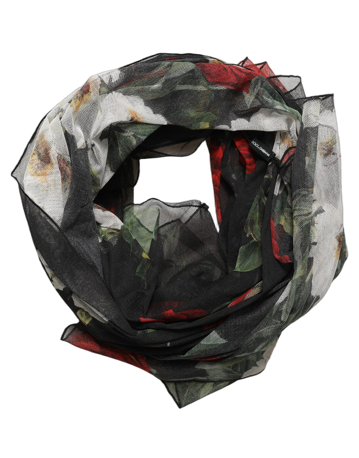 Dolce & Gabbana Dolce & Gabbana Black Floral Print Cotton Shawl Stole Women's Scarf