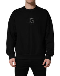 Dolce & Gabbana Dolce & Gabbana Black Cotton DG Crew Neck Sweatshirt Men's Sweater
