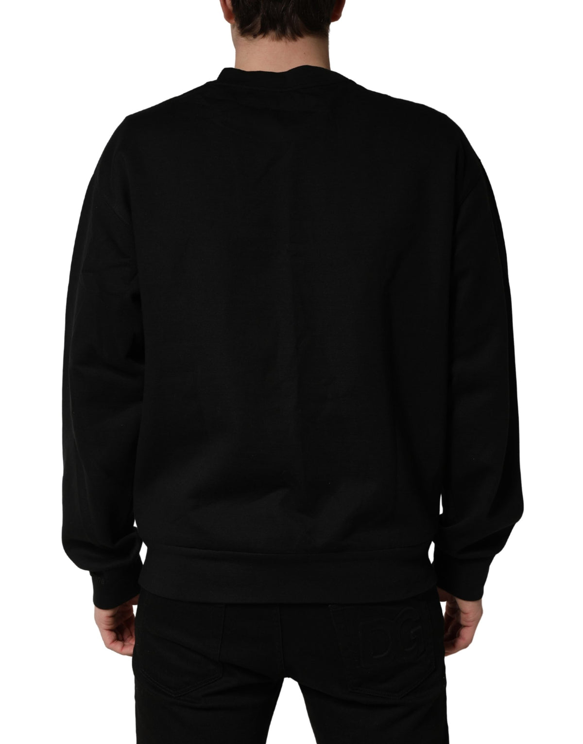 Dolce & Gabbana Dolce & Gabbana Black Cotton DG Crew Neck Sweatshirt Men's Sweater