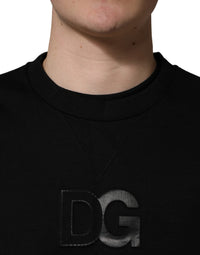 Dolce & Gabbana Dolce & Gabbana Black Cotton DG Crew Neck Sweatshirt Men's Sweater