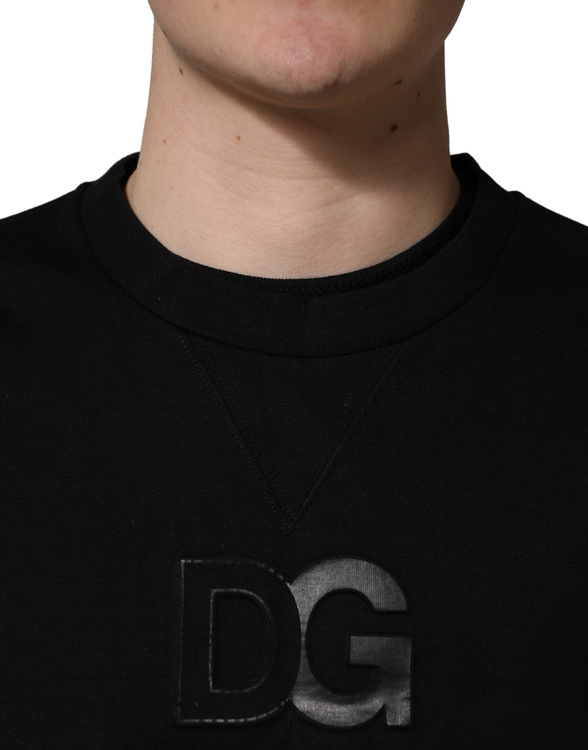 Dolce & Gabbana Dolce & Gabbana Black Cotton DG Crew Neck Sweatshirt Men's Sweater