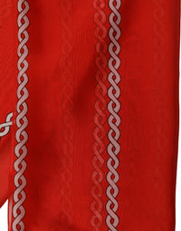 Dolce & Gabbana Dolce & Gabbana Red Silk Braided Rope Square Foulard Women's Scarf