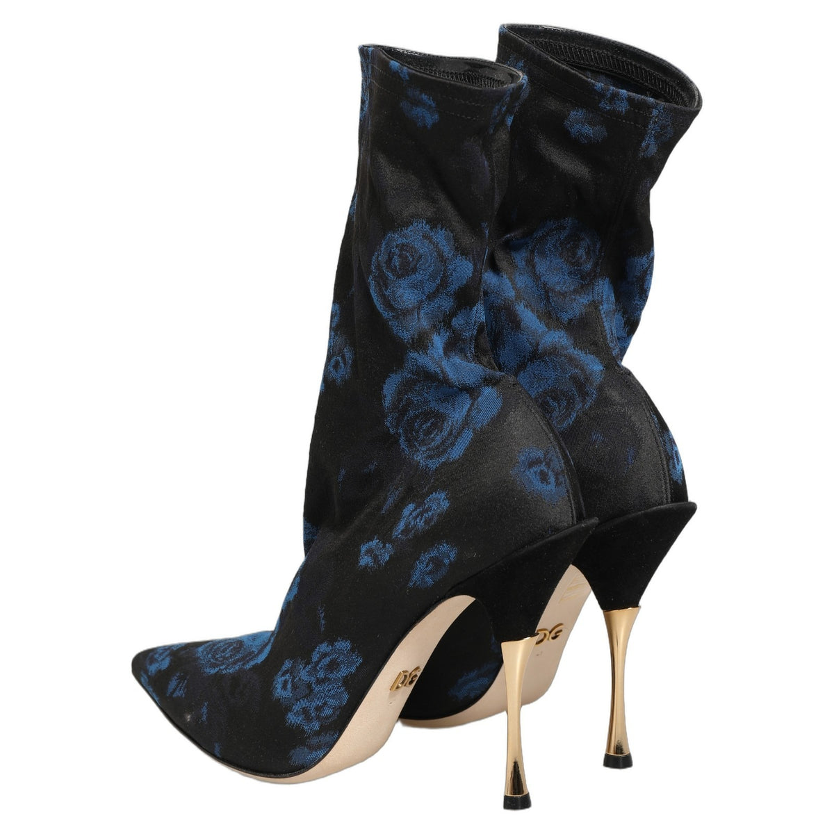 Dolce & Gabbana Dolce & Gabbana Black Blue Floral Stretch Sock Boots Women's Shoes
