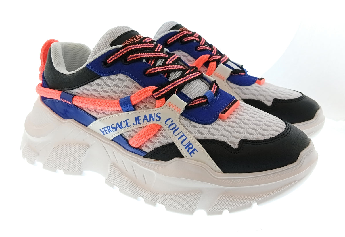 Versace Jeans Couture Versace Jeans Couture Mens White / Navy / Coral Multicolor Runner Sneakers-