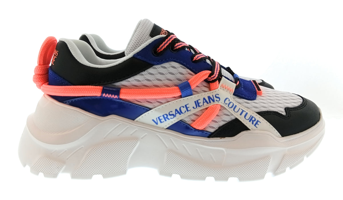 Versace Jeans Couture Versace Jeans Couture Mens White / Navy / Coral Multicolor Runner Sneakers-