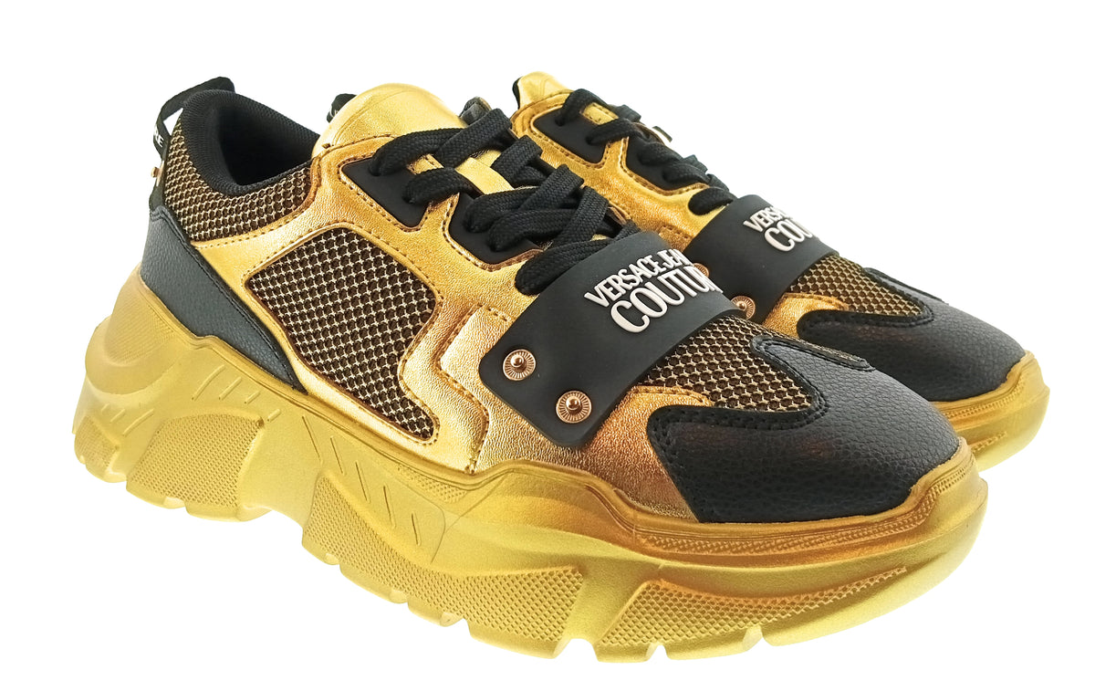 Versace Jeans Couture Versace Jeans Couture Mens Gold / Black Metallic Chunky Sneakers-