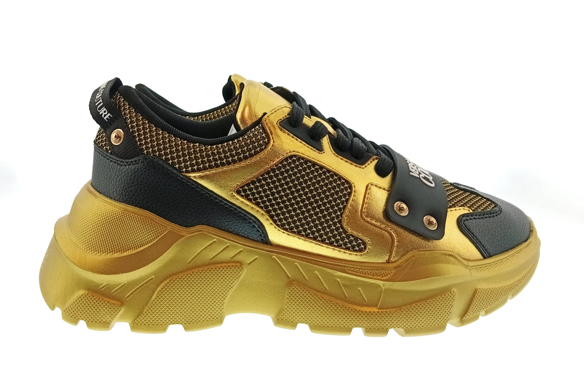 Versace Jeans Couture Versace Jeans Couture Mens Gold / Black Metallic Chunky Sneakers-