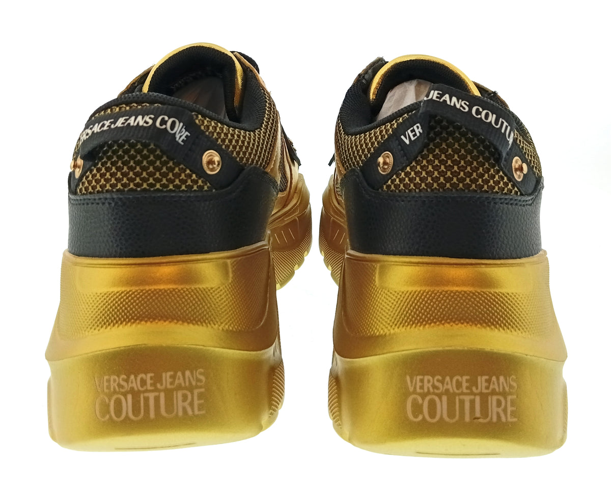 Versace Jeans Couture Versace Jeans Couture Mens Gold / Black Metallic Chunky Sneakers-