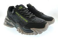 Versace Jeans Couture Versace Jeans Couture Mens Black / Gray / Neon Green Chunky Knit Runner Sneakers-
