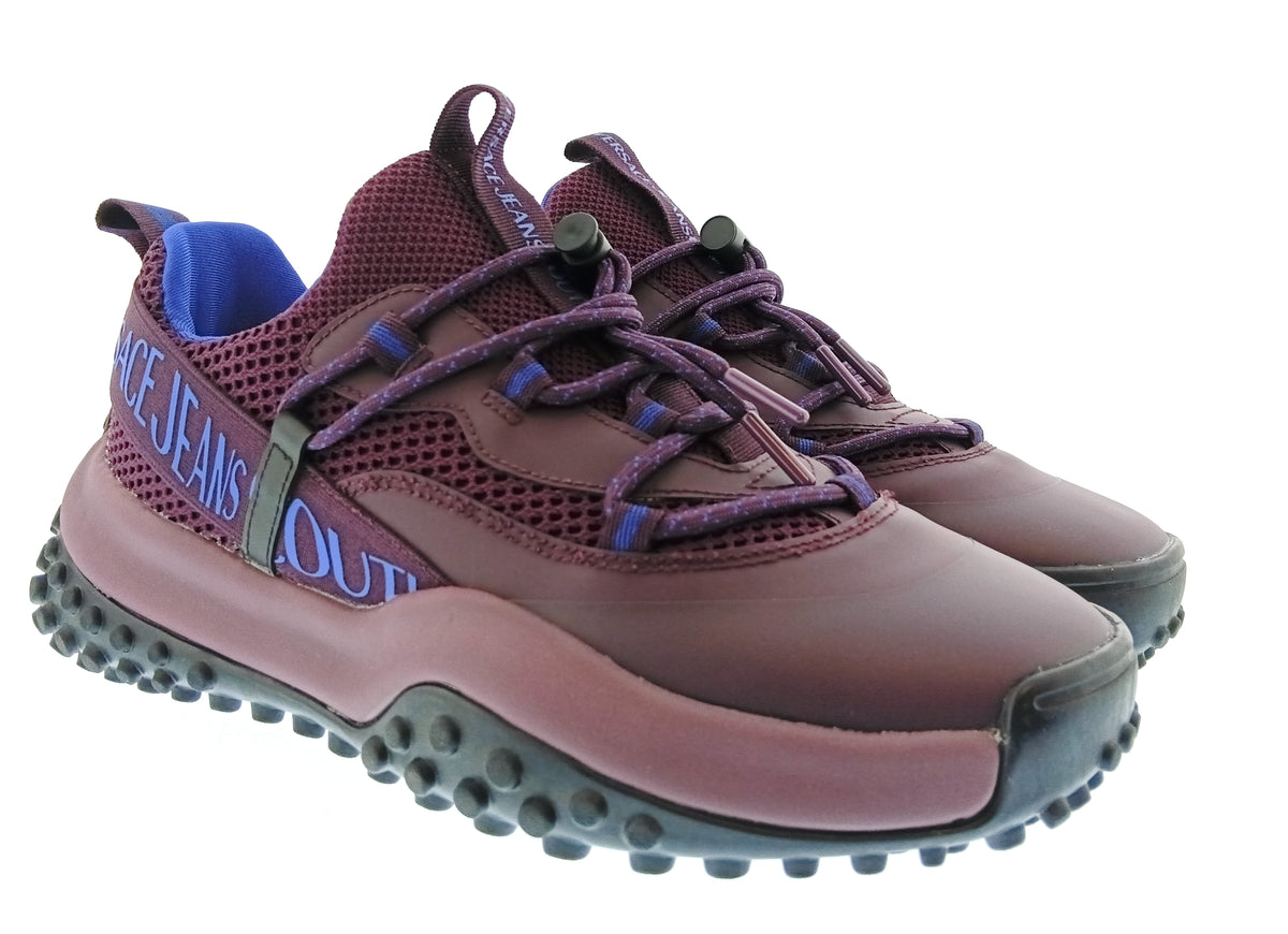 Versace Jeans Couture Versace Jeans Couture Mens Burgundy / Purple / Blue Logo Runner Sneakers-