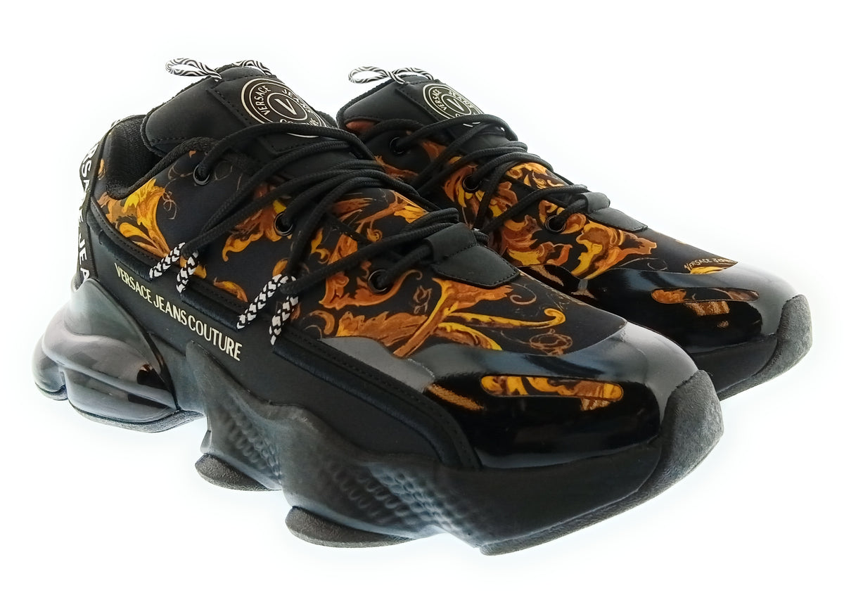 Versace Jeans Couture Versace Jeans Couture Mens Black / Orange Baroque Runner Sneakers-