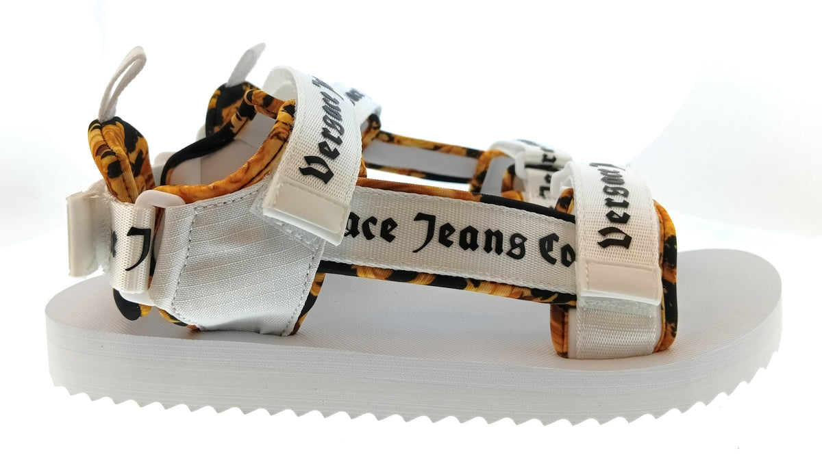 Versace Jeans Couture Versace Jeans Couture Mens White / Orange / Black Logo Strap Trek Sandals-