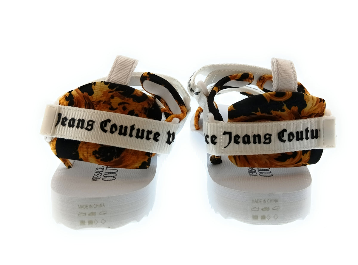Versace Jeans Couture Versace Jeans Couture Mens White / Orange / Black Logo Strap Trek Sandals-
