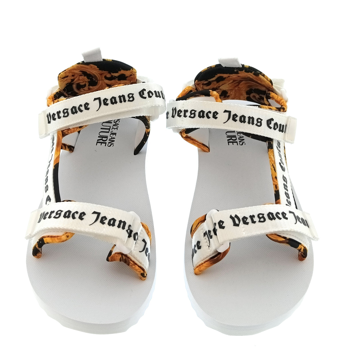Versace Jeans Couture Versace Jeans Couture Mens White / Orange / Black Logo Strap Trek Sandals-
