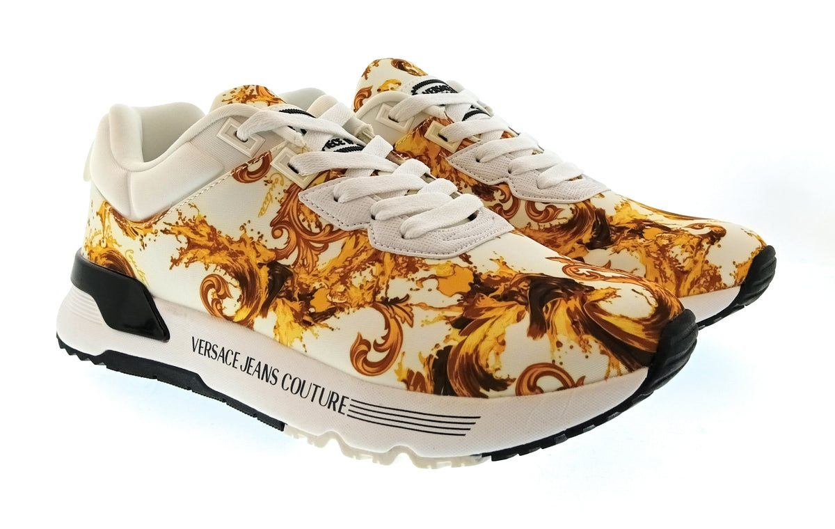 Versace Jeans Couture Versace Jeans Couture Mens White / Gold Baroque Runner Sneakers-