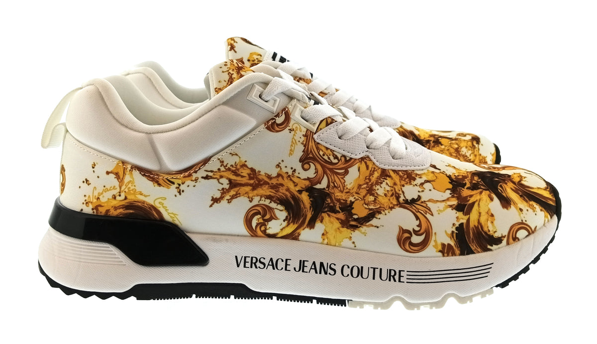 Versace Jeans Couture Versace Jeans Couture Mens White / Gold Baroque Runner Sneakers-