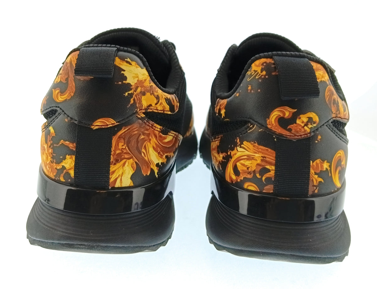 Versace Jeans Couture Versace Jeans Couture Mens Black / Gold Baroque Logo Runner Sneakers-