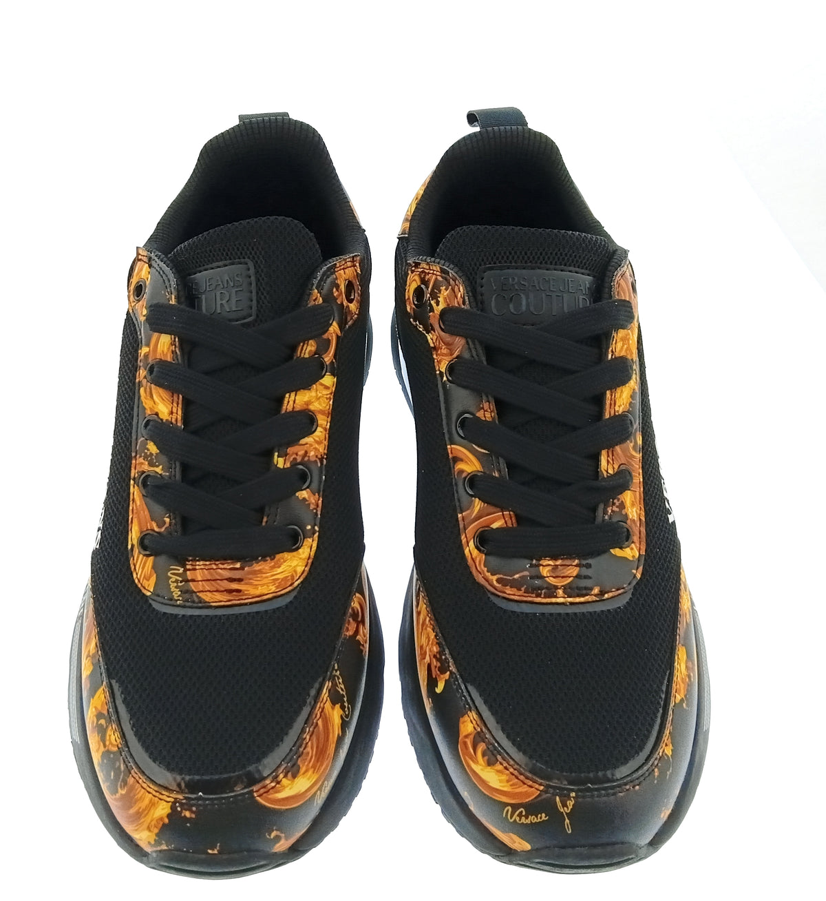 Versace Jeans Couture Versace Jeans Couture Mens Black / Gold Baroque Logo Runner Sneakers-