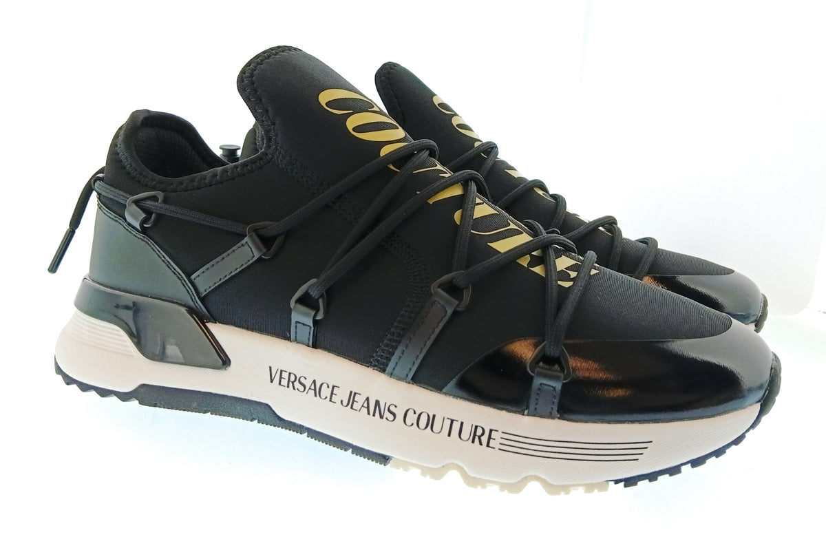Versace Jeans Couture Versace Jeans Couture Mens Black / Gold Metallic Accent Runner Sneakers-