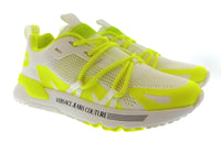 Versace Jeans Couture Versace Jeans Couture Mens White / Neon Yellow Neon Cage Runner Sneakers-