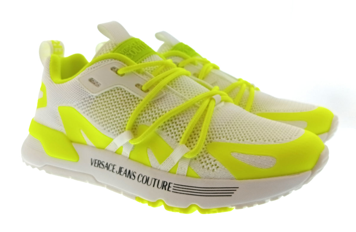 Versace Jeans Couture Versace Jeans Couture Mens White / Neon Yellow Neon Cage Runner Sneakers-