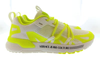 Versace Jeans Couture Versace Jeans Couture Mens White / Neon Yellow Neon Cage Runner Sneakers-