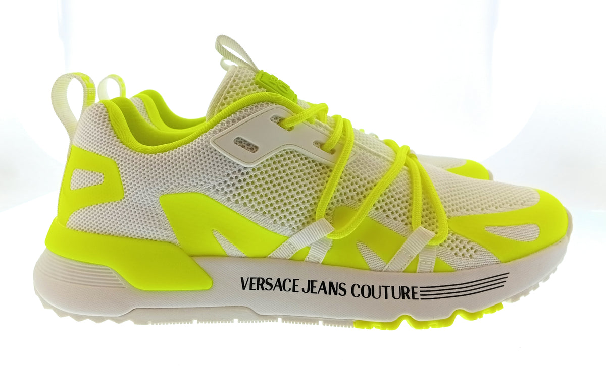 Versace Jeans Couture Versace Jeans Couture Mens White / Neon Yellow Neon Cage Runner Sneakers-