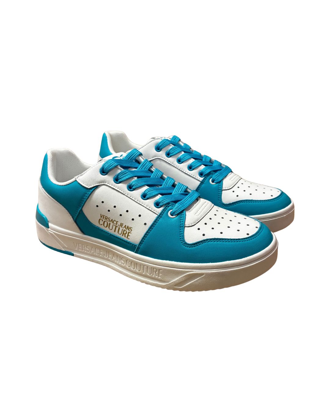 Versace Jeans Couture Versace Jeans Couture Mens Turquoise / White Colorblock Court Sneakers-