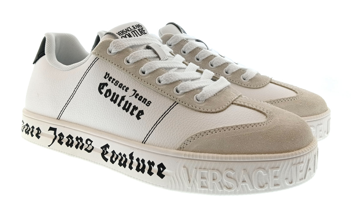 Versace Jeans Couture Versace Jeans Couture Mens Beige / White / Black Logo Platform Sneakers-
