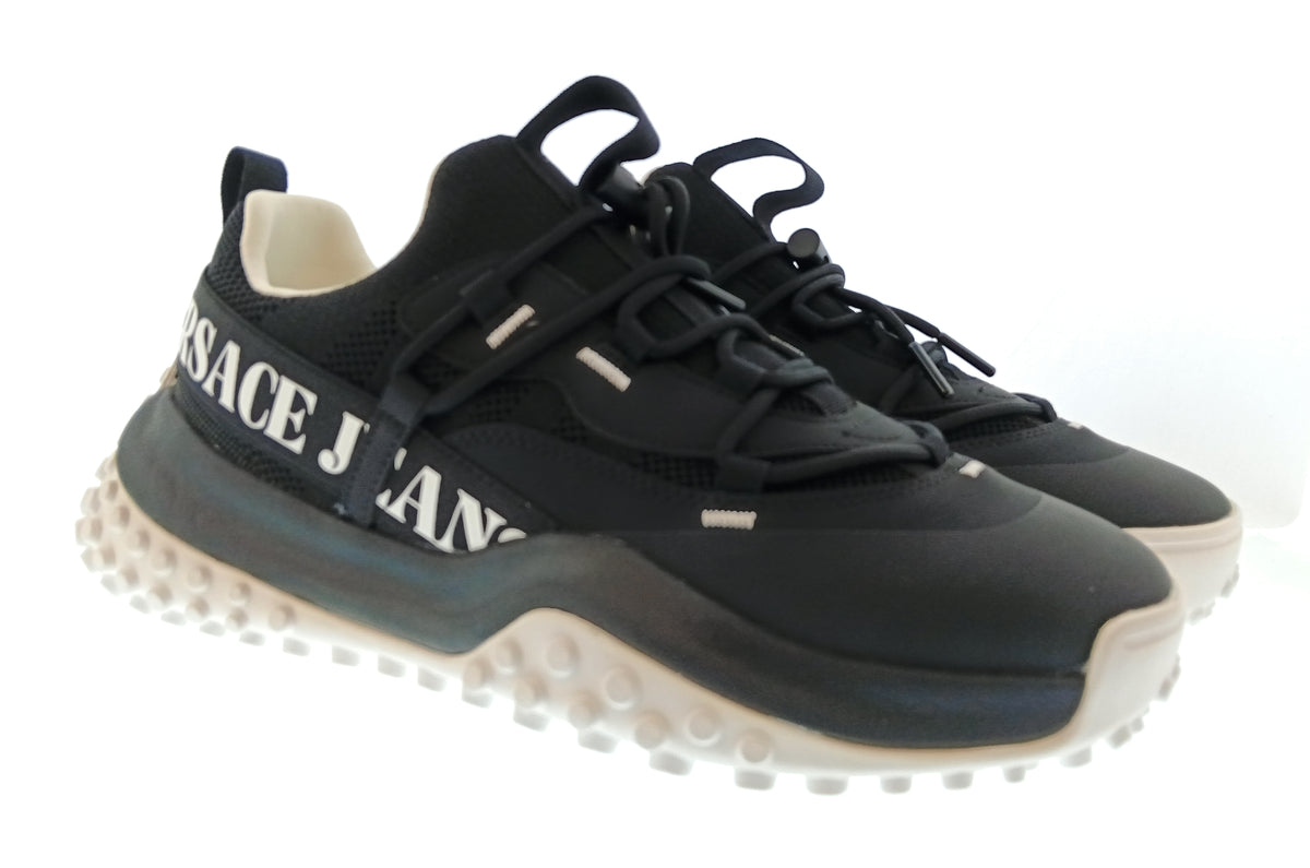 Versace Jeans Couture Versace Jeans Couture Mens Black / White Logo Bubble-Sole Sneakers-