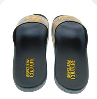 Versace Jeans Couture Versace Jeans Couture Mens Black / Gold Baroque Print Slides-