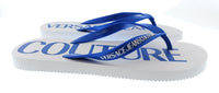 Versace Jeans Couture Versace Jeans Couture Mens White / Royal Blue Logo Flip-Flops-