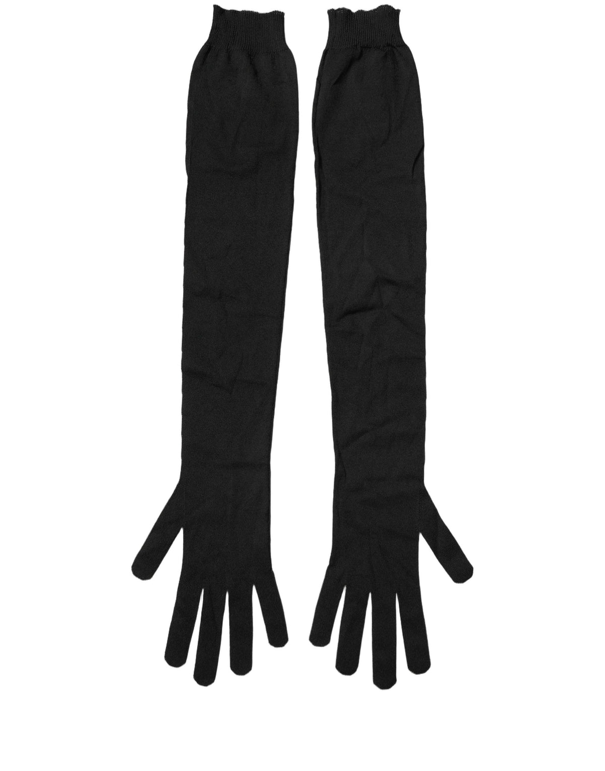 Dolce & Gabbana Dolce & Gabbana Black Polyester Long Elbow Length Men's Gloves