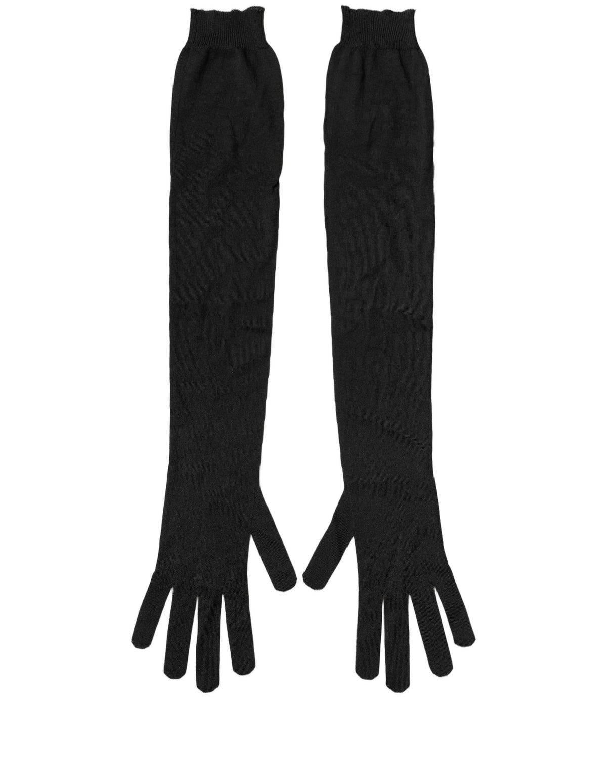 Dolce & Gabbana Dolce & Gabbana Black Polyester Long Elbow Length Men's Gloves