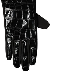 Dolce & Gabbana Dolce & Gabbana Black Polyester Patterned Short Length Men's Gloves