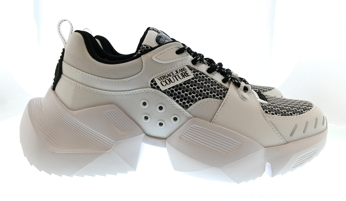 Versace Jeans Couture Versace Jeans Couture Mens White / Black Mesh Chunky Sneakers-