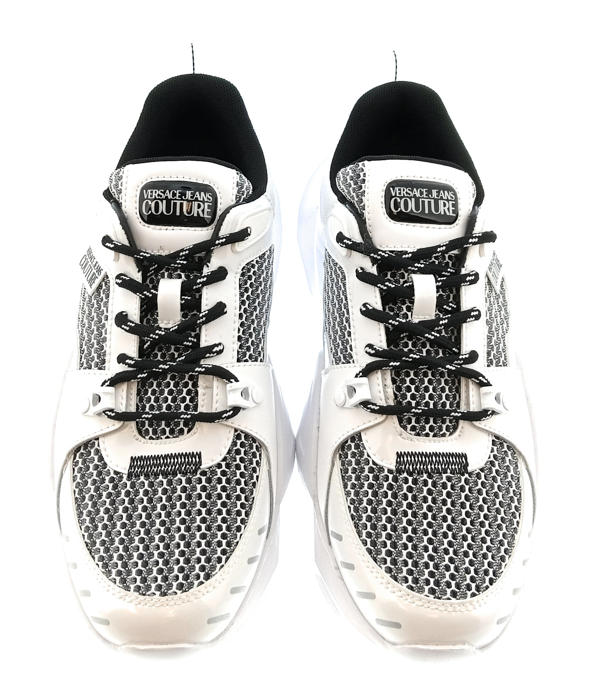Versace Jeans Couture Versace Jeans Couture Mens White / Black Mesh Chunky Sneakers-