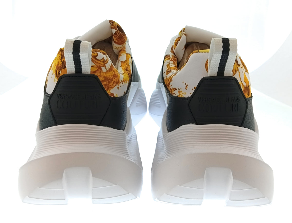Versace Jeans Couture Versace Jeans Couture Mens White / Black / Gold Colorblock Chunky Sneakers-