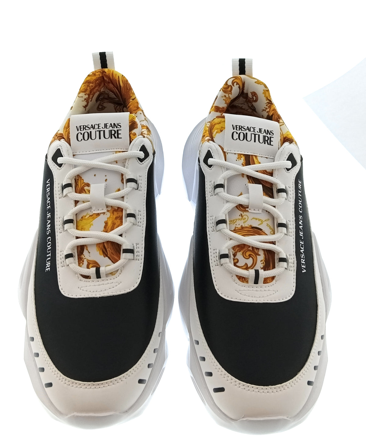 Versace Jeans Couture Versace Jeans Couture Mens White / Black / Gold Colorblock Chunky Sneakers-
