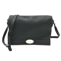 Fendi Selleria Black Leather Shoulder Bag (Pre-Owned) OS Black