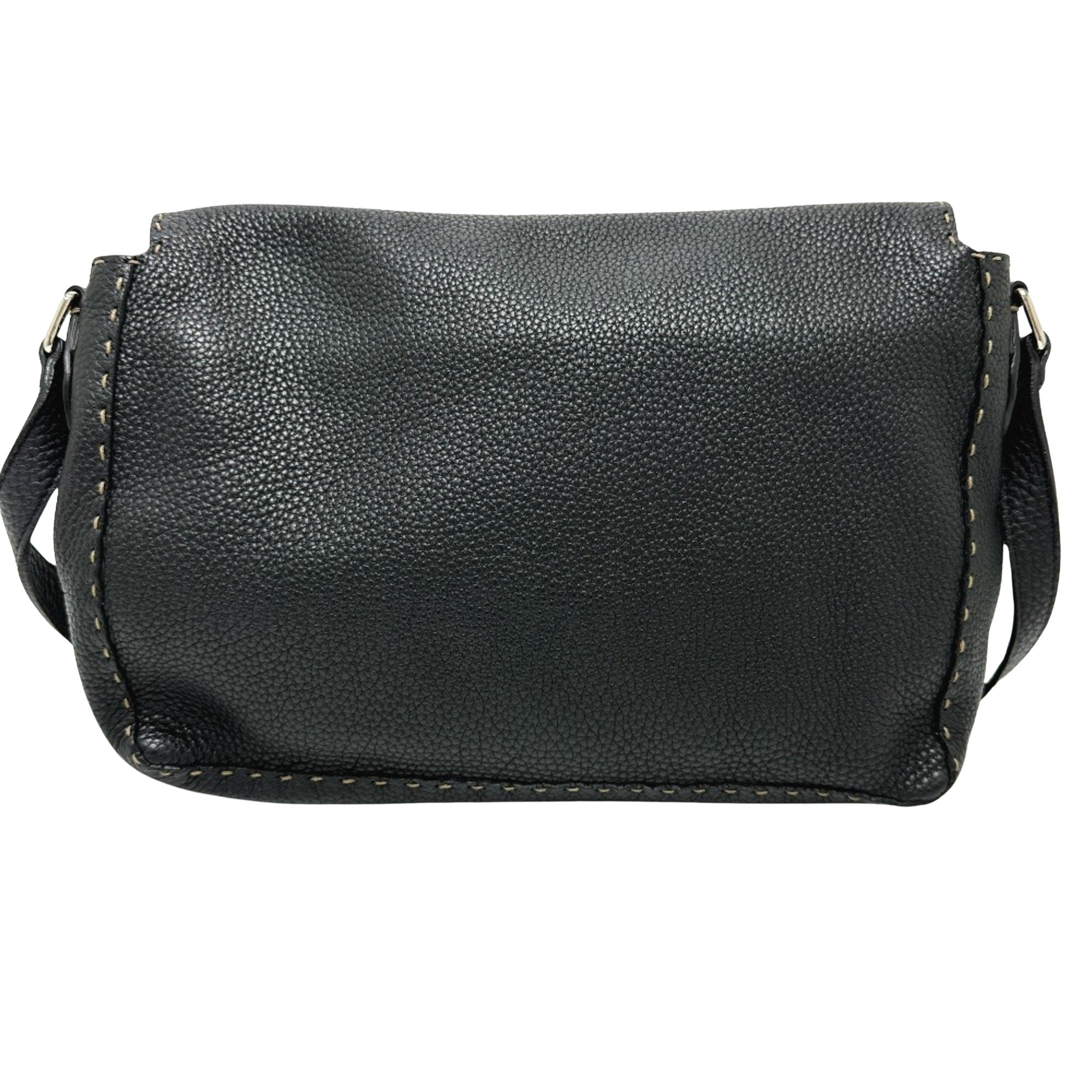 Fendi Selleria Black Leather Shoulder Bag (Pre-Owned)