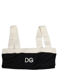 Dolce & Gabbana Dolce & Gabbana Black White Cotton Stretch Bikini Top Women's Swimwear