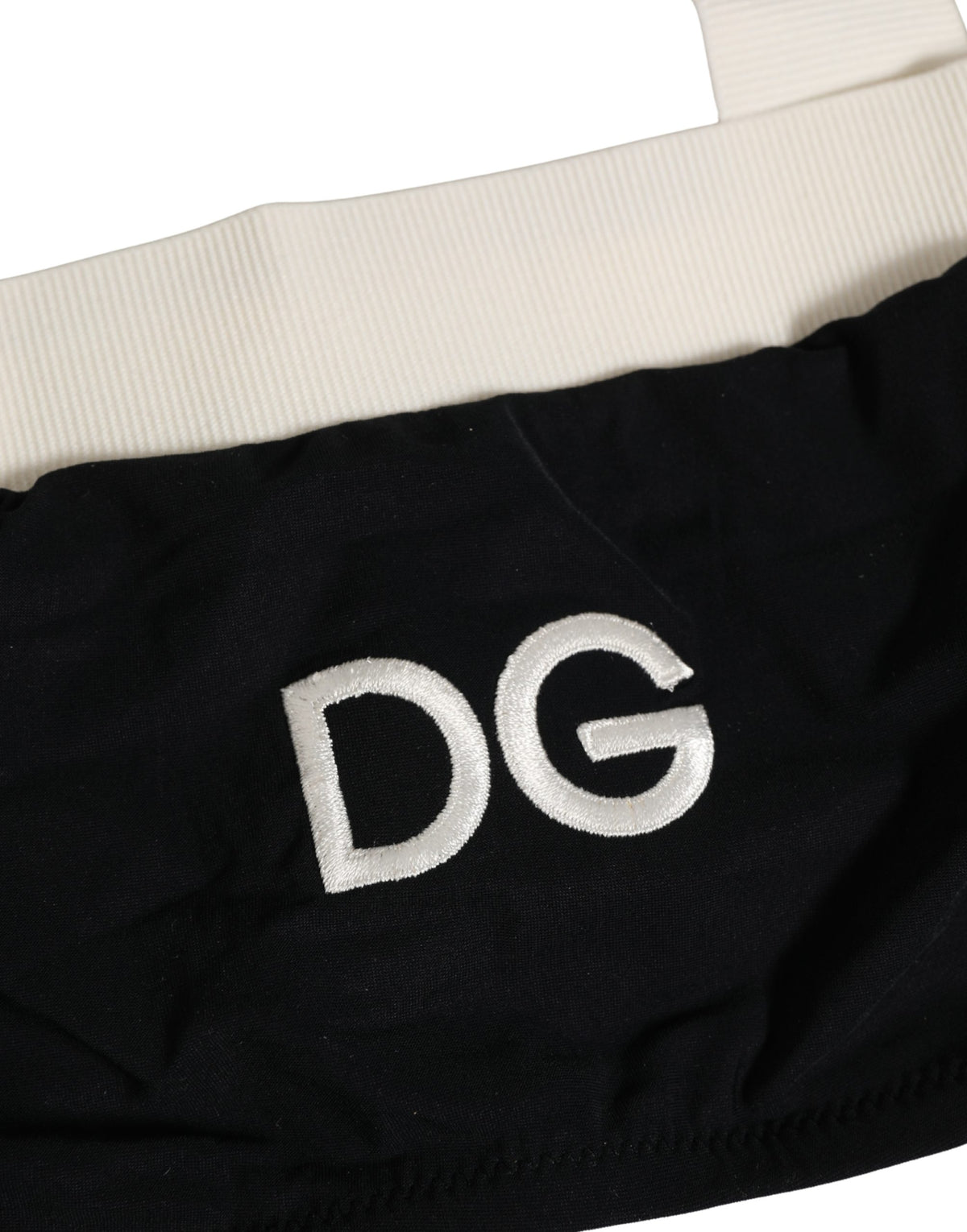 Dolce & Gabbana Dolce & Gabbana Black White Cotton Stretch Bikini Top Women's Swimwear